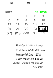 District School Academic Calendar for Old Orchard Elementary School for May 2024