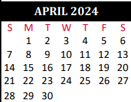 District School Academic Calendar for Tomball Alternative Education Cent for April 2024