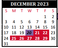 District School Academic Calendar for Lakewood Elementary for December 2023