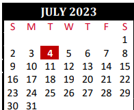 District School Academic Calendar for Tomball Alternative Education Cent for July 2023