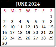 District School Academic Calendar for Tomball Elementary for June 2024