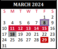 District School Academic Calendar for Lakewood Elementary for March 2024