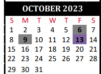 District School Academic Calendar for Tomball Alternative Education Cent for October 2023