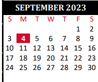 District School Academic Calendar for Tomball J J A E P Campus for September 2023