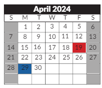 District School Academic Calendar for Williams Science And Fine Arts Magnet School for April 2024