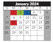 District School Academic Calendar for Jardine Middle School for January 2024