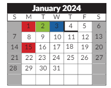 District School Academic Calendar for Sheldon Child Development for January 2024
