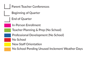 District School Academic Calendar Legend for Hope Street Academy Charter Middle