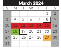 District School Academic Calendar for Hope Street Academy Charter Middle for March 2024