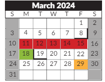 District School Academic Calendar for Sheldon Child Development for March 2024
