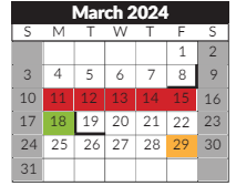 District School Academic Calendar for Hope Street Charter Academy for March 2024