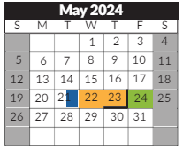 District School Academic Calendar for Sheldon Child Development for May 2024