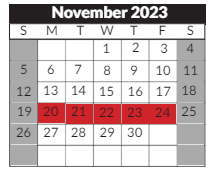 District School Academic Calendar for Sheldon Child Development for November 2023