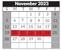 District School Academic Calendar for Hope Street Academy Charter Middle for November 2023