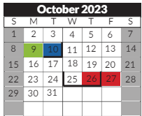 District School Academic Calendar for Marjorie French Middle School for October 2023