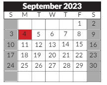 District School Academic Calendar for Sheldon Child Development for September 2023