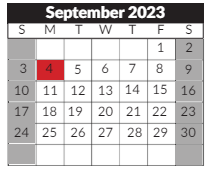 District School Academic Calendar for Scott Computer Technology Magnet for September 2023