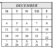 District School Academic Calendar for North High for December 2023