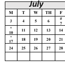 District School Academic Calendar for South High for July 2023
