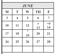 District School Academic Calendar for South High for June 2024