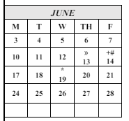 District School Academic Calendar for West High for June 2024