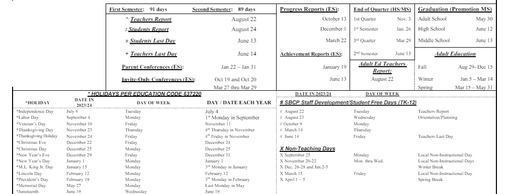 District School Academic Calendar Key for Carr (evelyn) Elementary