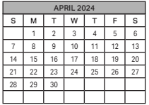 District School Academic Calendar for John E White Elementary School for April 2024
