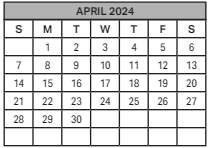 District School Academic Calendar for W V Whitmore Elementary School for April 2024