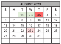 District School Academic Calendar for Broadway Bridge Alternative School for August 2023