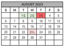 District School Academic Calendar for Sabino High School for August 2023