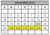 District School Academic Calendar for Ford Elementary School for December 2023