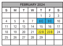 District School Academic Calendar for C E Rose Elementary School for February 2024
