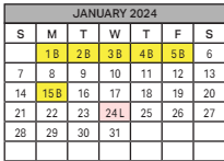 District School Academic Calendar for John E Wright Elementary School for January 2024