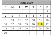 District School Academic Calendar for Vesey Elementary School for June 2024