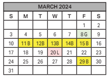 District School Academic Calendar for John E Wright Elementary School for March 2024