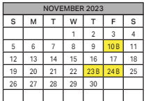 District School Academic Calendar for Irene Erickson Elementary School for November 2023