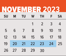 District School Academic Calendar for Mclain High School For SCIENCE/TECH. for November 2023