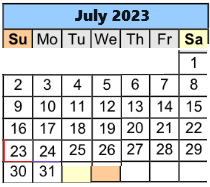 District School Academic Calendar for Holt Elementary School for July 2023