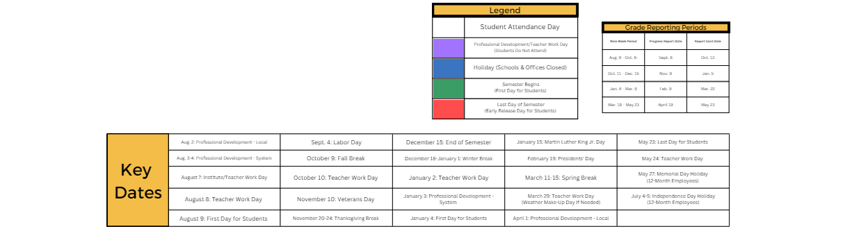 District School Academic Calendar Key for Holt Elementary School