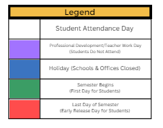 District School Academic Calendar Legend for Holt Elementary School