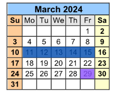 District School Academic Calendar for Holt Elementary School for March 2024