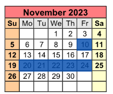 District School Academic Calendar for Holt Elementary School for November 2023