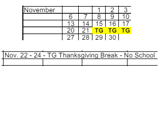 District School Academic Calendar for Roosevelt Middle Sch for November 2023