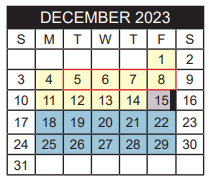 District School Academic Calendar for Woods Elementary for December 2023