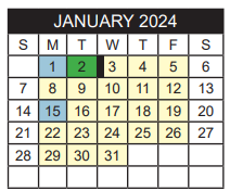 District School Academic Calendar for Jim Plyler Instructional Complex for January 2024
