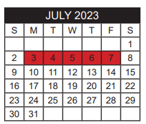 District School Academic Calendar for Clarkston Elementary for July 2023