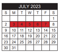 District School Academic Calendar for Dogan Middle for July 2023