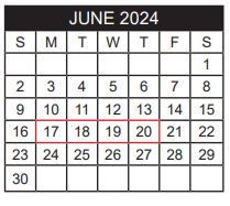 District School Academic Calendar for Jim Plyler Instructional Complex for June 2024