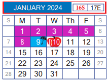 District School Academic Calendar for John B Alexander High School for January 2024