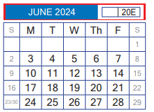 District School Academic Calendar for Juvenille Justice Alternative Prog for June 2024